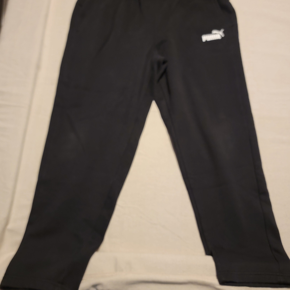 Puma Mens Black Jogger Sweatpants with White Logo